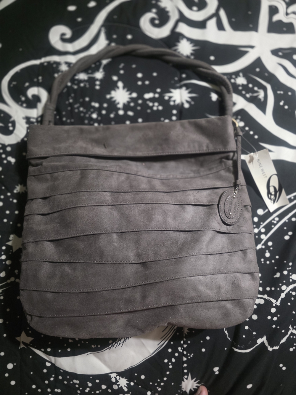 Gray Suede-Style Shoulder Bag - Nine West